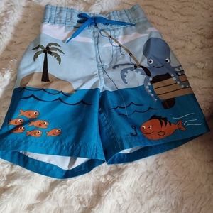 EUC Gymboree Swim Trunks 3-6M Octupus Tropical Bathing Suit